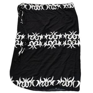 Vintage 90s Gothic Baddie Black Sarong w/ Tribal Tattoo Band Design